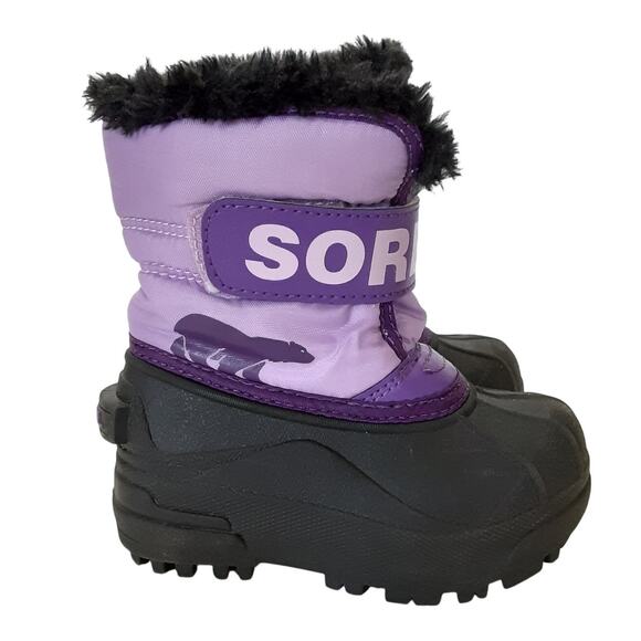 Sorel Snow Commander Snow Boots Girls 7 Purple Sherpa Winter Boot Insulated - Picture 2 of 9
